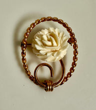 Load image into Gallery viewer, Vintage 12K Gold Filled Carved Rose Brooch Pin (1.25")
