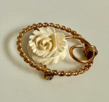 Load image into Gallery viewer, Vintage 12K Gold Filled Carved Rose Brooch Pin (1.25")
