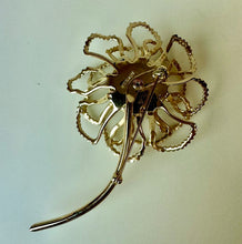 Load image into Gallery viewer, Vintage Sarah Cov Goldtone Aurora Borealis Rhinestone Flower Brooch Pin w/ Clip Earrings Set
