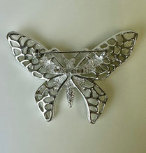 Load image into Gallery viewer, Vintage Sarah Cov Silvertone Filligree Butterfly Brooch Pin (2.5&quot;)
