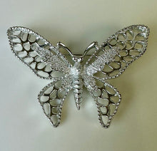 Load image into Gallery viewer, Vintage Sarah Cov Silvertone Filligree Butterfly Brooch Pin (2.5&quot;)

