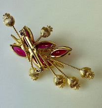 Load image into Gallery viewer, Vintage Judy Lee Ruby Rhinestone Faux Pearl Brooch Pin w/ Clip Earrings Set
