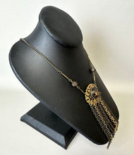 Load image into Gallery viewer, Vintage Lenora Dame Brass Goldtone Eagle Button Fringe Necklace (19")
