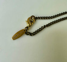 Load image into Gallery viewer, Vintage Lenora Dame Brass Goldtone Eagle Button Fringe Necklace (19")
