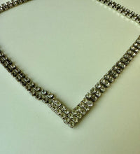 Load image into Gallery viewer, Vintage V Shaped Clear Rhinestone Choker Necklace (16&quot;)
