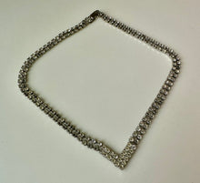 Load image into Gallery viewer, Vintage V Shaped Clear Rhinestone Choker Necklace (16&quot;)
