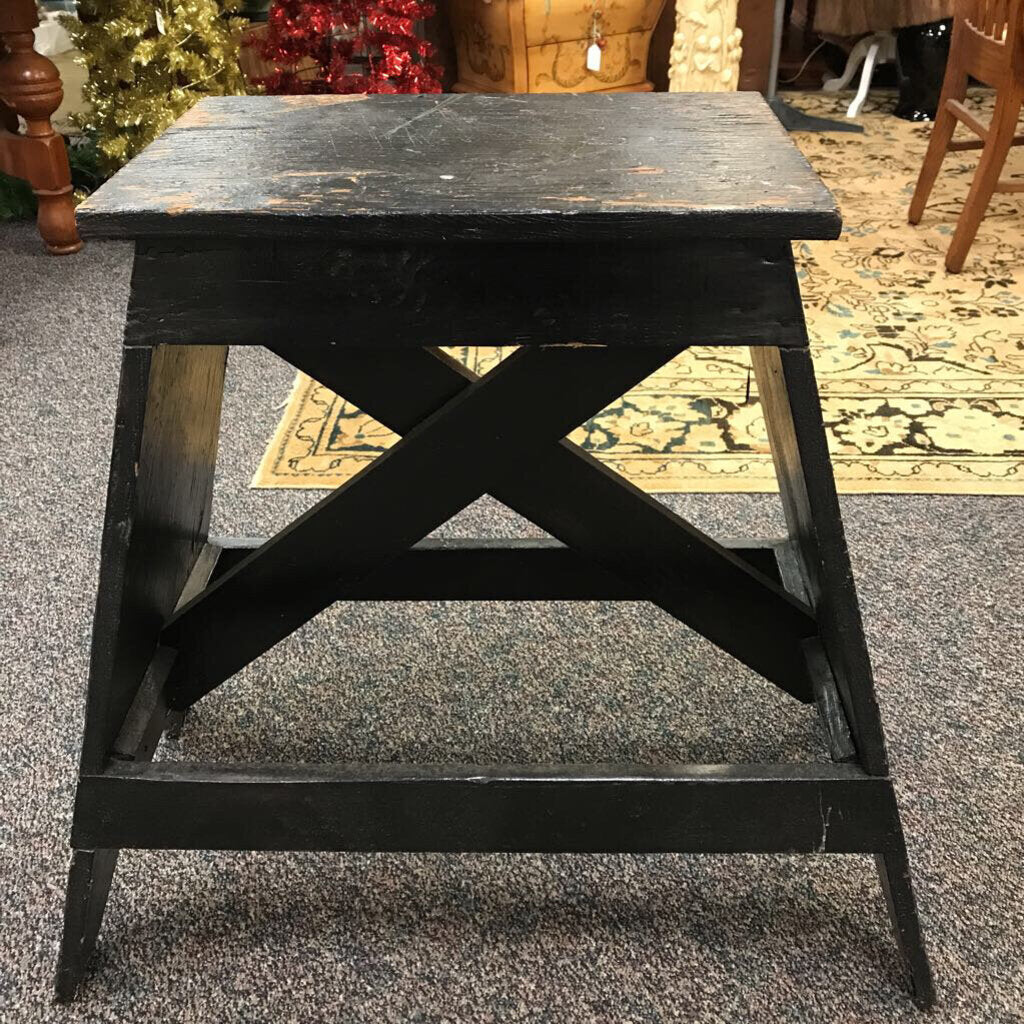 Black Painted Wood PLant Stand/Table (28x30x14)