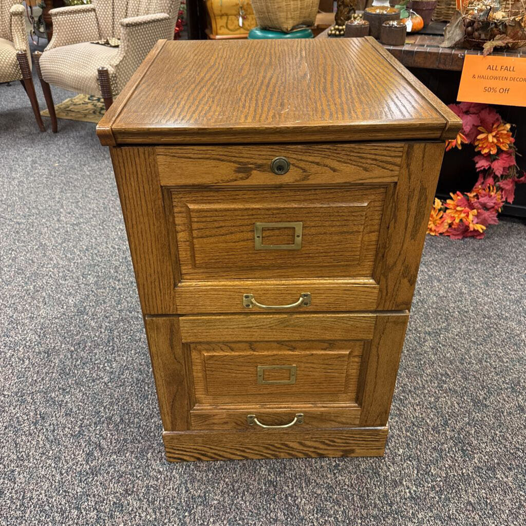 Oak 2 Drawer File Cabinet (30x23x19)