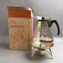 Load image into Gallery viewer, Vintage Pyrex Glass 8 Cup Coffee Pot Carafe w/ Candle Warmer Stand &amp; Candle
