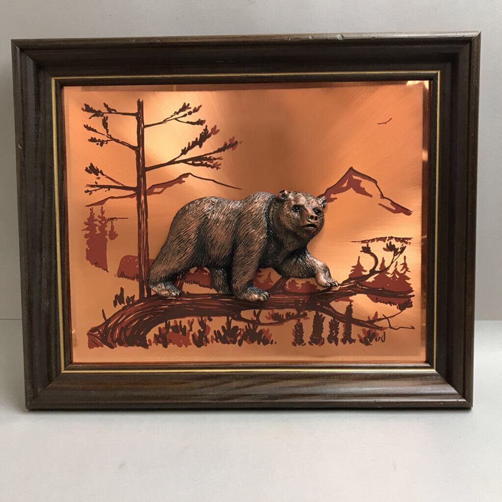 Vintage Copper 3D Bear Plaque (13x16)