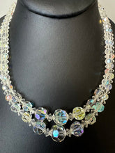 Load image into Gallery viewer, Vintage Clear Aurora Borealis Crystal Two Strand Necklace (17")
