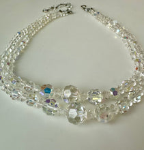 Load image into Gallery viewer, Vintage Clear Aurora Borealis Crystal Two Strand Necklace (17")
