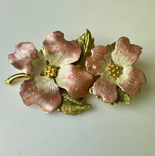 Load image into Gallery viewer, Vintage Giovanni Enamel Dogwood Flowers Brooch Pin (3&quot;)
