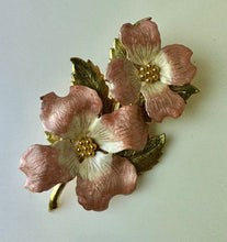 Load image into Gallery viewer, Vintage Giovanni Enamel Dogwood Flowers Brooch Pin (3&quot;)
