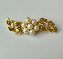 Load image into Gallery viewer, Vintage Richelieu Victorian Revival Goldtone Faux Pearl Brooch Pin (2")
