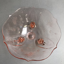 Load image into Gallery viewer, Lancaster 3 Footed Pink Vintage Depression Glass Console Bowl 1930's Jubilee (4x8)
