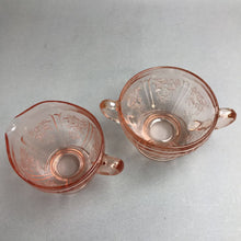 Load image into Gallery viewer, Vintage Federal Glass Sharon Cream &amp; Sugar Cabbage Rose Pink Depression Glass (3&quot;)
