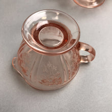 Load image into Gallery viewer, Vintage Federal Glass Sharon Cream &amp; Sugar Cabbage Rose Pink Depression Glass (3&quot;)
