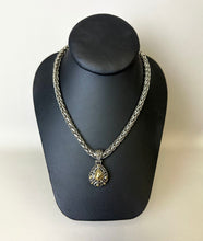 Load image into Gallery viewer, Brighton Two Tone Braided Chain Teardrop Pendant Necklace (16&quot;)

