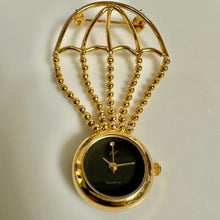 Load image into Gallery viewer, Vintage Goldtone WF Quartz Hot Air Balloon Watch Brooch Pin (2.75")
