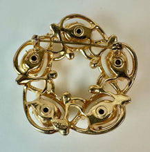 Load image into Gallery viewer, Vintage Kramer New York Goldtone Clear Crystal Circle Brooch Pin (2")
