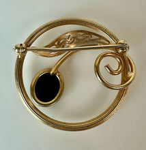 Load image into Gallery viewer, Vintage Amco 14K Gold Filled Onyx Brooch Pin (1.25")
