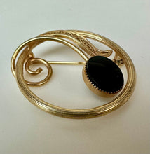Load image into Gallery viewer, Vintage Amco 14K Gold Filled Onyx Brooch Pin (1.25")
