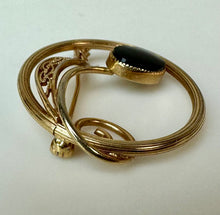 Load image into Gallery viewer, Vintage Amco 14K Gold Filled Onyx Brooch Pin (1.25")
