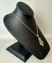 Load image into Gallery viewer, Monet Silvertone Yellow Crystal Chandellier Pendant on 18" Chain
