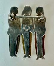 Load image into Gallery viewer, Vintage Far Fetched Sterling Copper Brass Three Sisters Brooch Pin (1.25")
