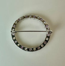 Load image into Gallery viewer, Sterling Amethyst Cubic Zirconia Circle Brooch Pin (1.25&quot;)
