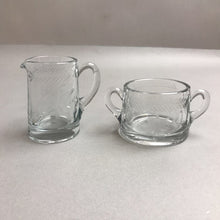 Load image into Gallery viewer, Vintage Etched Clear Glass Creamer &amp; Sugar (3.5&quot;)
