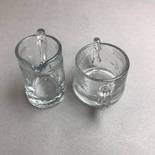 Load image into Gallery viewer, Vintage Etched Clear Glass Creamer &amp; Sugar (3.5&quot;)
