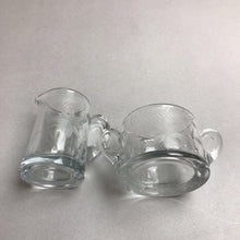 Load image into Gallery viewer, Vintage Etched Clear Glass Creamer &amp; Sugar (3.5&quot;)
