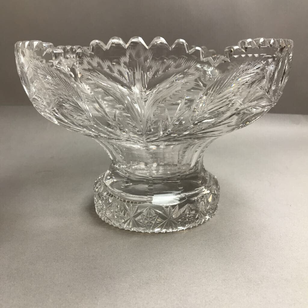 Vintage Cut Glass Pedestal Centerpiece Bowl (7x10)