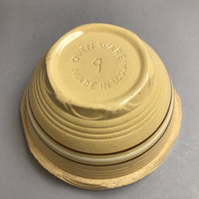 Load image into Gallery viewer, Vintage Yellow Ware Mixing Bowl USA Ovenware 9 Brown White Stripes (9.5&quot;)
