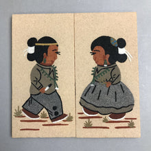 Load image into Gallery viewer, Vintage Native American Navajo Boy &amp; Girl Sand Painting Set (8x4 Each)

