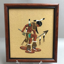 Load image into Gallery viewer, Vintage Framed Navajo Sand Painting of American Indian (10x9)

