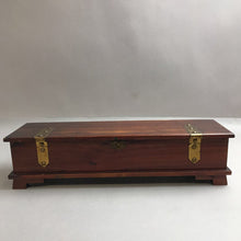 Load image into Gallery viewer, Antique Pilliod Wood Cedar Trinket Chest Brass Straps Box (4x17x5)
