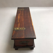 Load image into Gallery viewer, Antique Pilliod Wood Cedar Trinket Chest Brass Straps Box (4x17x5)
