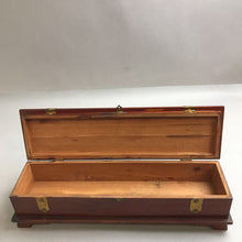 Load image into Gallery viewer, Antique Pilliod Wood Cedar Trinket Chest Brass Straps Box (4x17x5)
