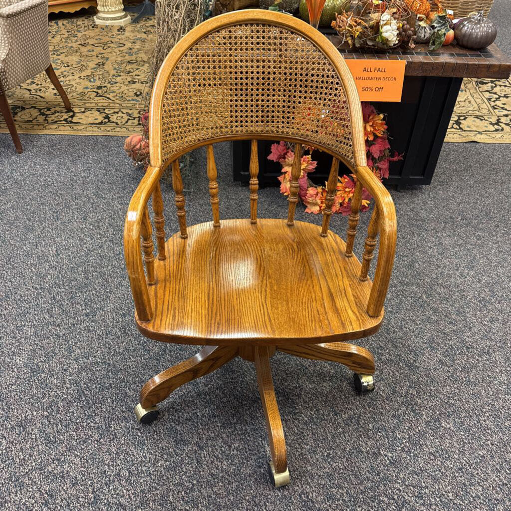 Wood Office Chair on Wheels (36x22x22)