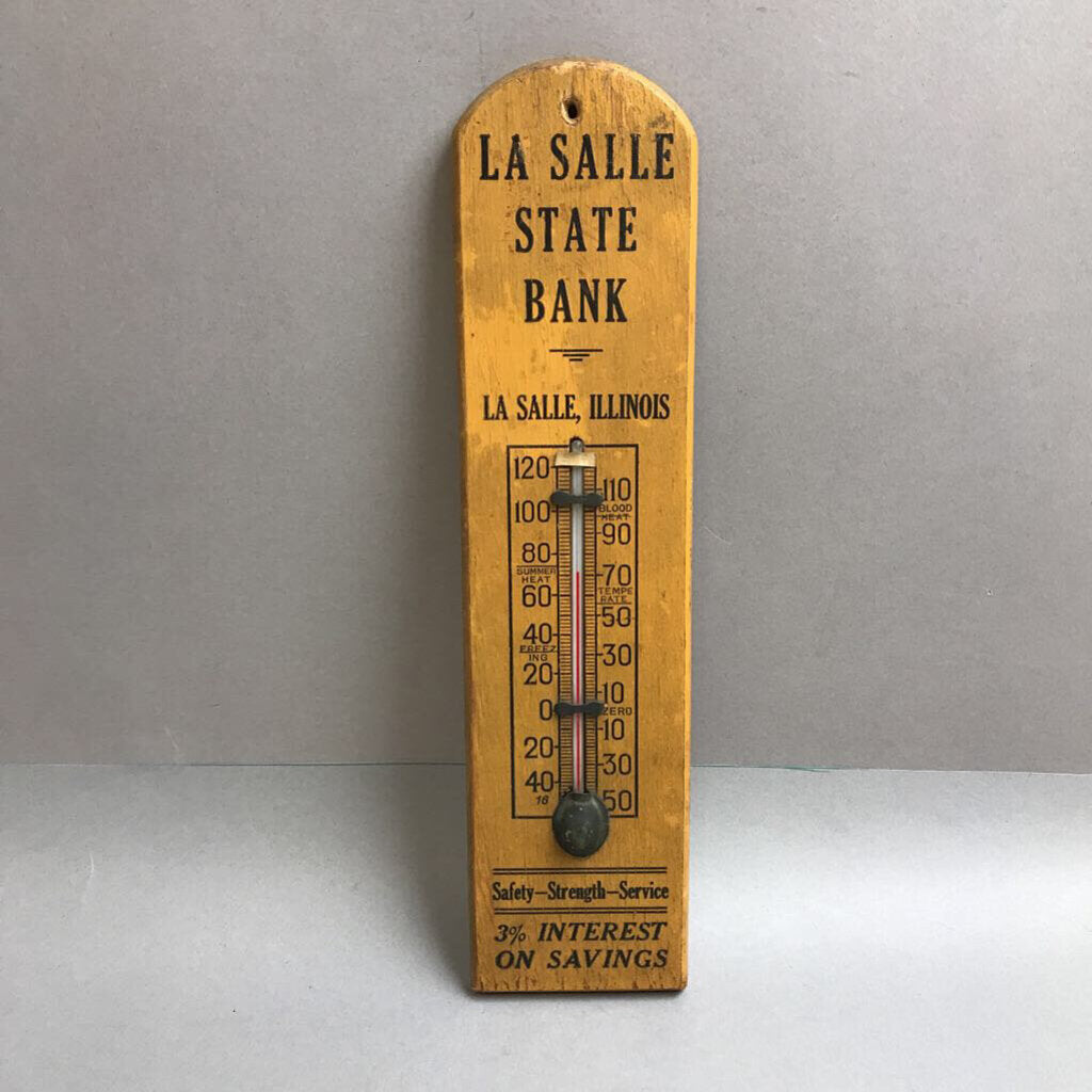 Vintage Lasalle State Bank Thermometer (3x12)