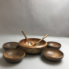 Load image into Gallery viewer, Vintage Japan Wood Bowl Wooden Serving Salad Bowl 4 Small Bowls 7 Pc Set
