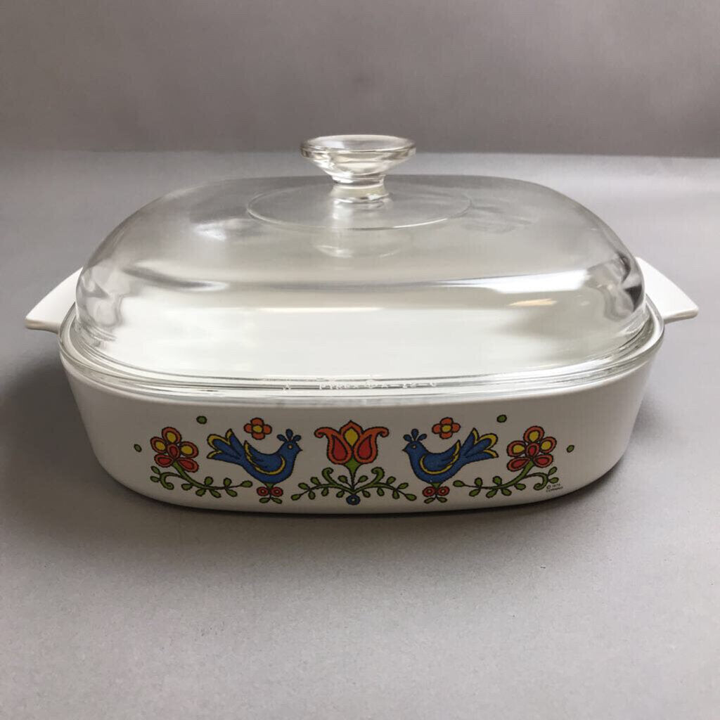 Corning Ware Country Festival Casserole Dish A-10-B 1975-76 USA (9.75x9.75x2)