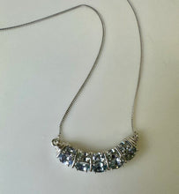 Load image into Gallery viewer, Sterling Aquamarine Curved Bar Necklace (20")
