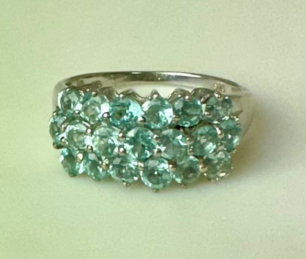 Sterling Aquamarine Multi-Stone Ring sz 9