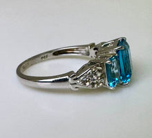 Load image into Gallery viewer, Sterling Swiss Blue Topaz 3-Stone Ring sz 9
