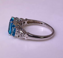 Load image into Gallery viewer, Sterling Swiss Blue Topaz 3-Stone Ring sz 9
