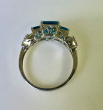 Load image into Gallery viewer, Sterling Swiss Blue Topaz 3-Stone Ring sz 9
